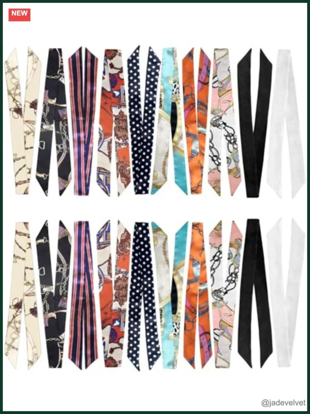 Pack of 20 Imitation Silk Fashion Scarves for Handbag, Neck, Hair, and Head